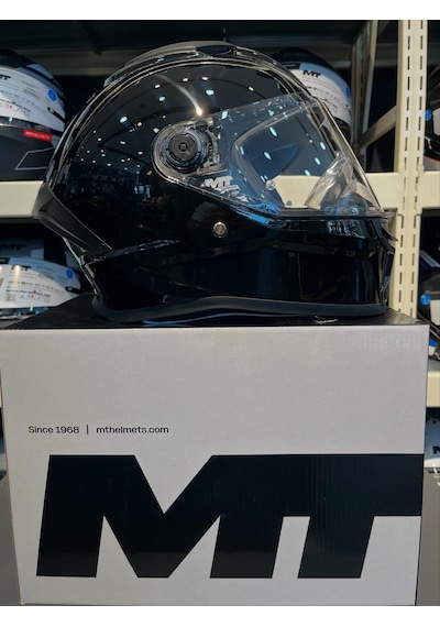 Mt Helmets Stinger 2 Pure A1 Siyah Parlak Ff126 Şeffaf Vizörlü Parlak Siyah