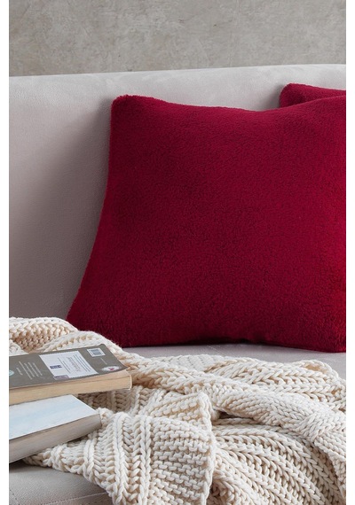 Maisonart Sofa 2 Adet Kırmızı Renk Welsoft Kırlent Kılıfı Yastık Kılıfı 44x44 Cm