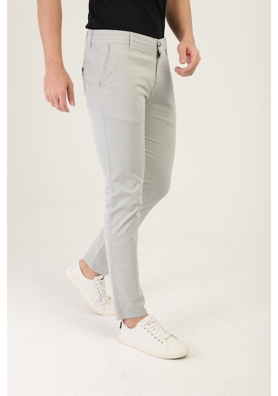 Tom Free Store Erkek Likralı Esnek Kumaş Pamuklu Yumuşak Dokulu Chino Pantolon Gri