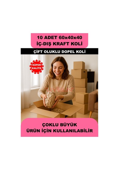10 Adet 60x40x40 Ev Taşıma Kolisi, Çeyiz Kolisi, Boş Koli, Çift Oluklu Ksssk Dopel