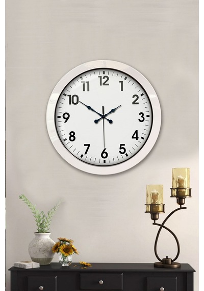 36 Cm Beyaz Metal Standart Duvar Saati
