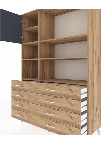 Hyperion Dolap 7 Raflı 8 Çekmeceli Tek Kapaklı 132x44x195 Çam-antrasit/çam Antrasıt/atlas Çam - Atlas Çam Hyperion Dolap 7 Raflı 8 Çekmeceli Tek Kapaklı 132x44x195 Çam-antrasit/çam Antrasıt/atlas Çam - Atlas Çam