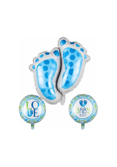 Baby Ayak İzi Mavi Folyo Balon Set