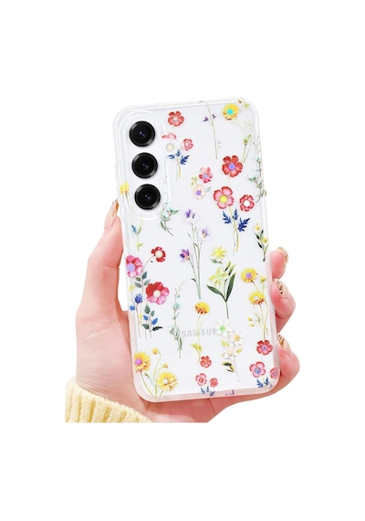 Samsung Galaxy Uyumlu S23 Kılıf Solmayan Imd Baskı Desenli, Şeffaf Tpu+pc Botanik Kapak