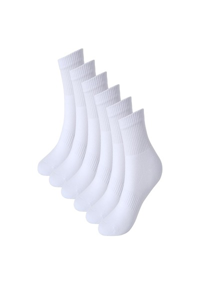 Ozzy Socks 6 Çift Logosuz Beyaz Dikişsiz Pamuklu Tenis Unisex Soket Çorap Beyaz
