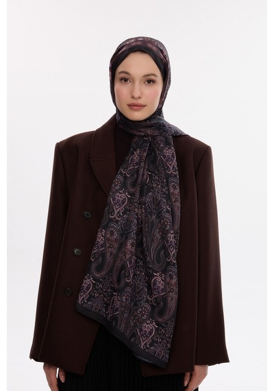 Mirsoy Scarf Asya Etnik Desen Şal Bordo