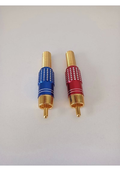 Rca Konnektör - Erkek Rca Jak - Rca Fiş Erkek -1 Adet Mavi 1 Adet Kırmızı Rca Tos