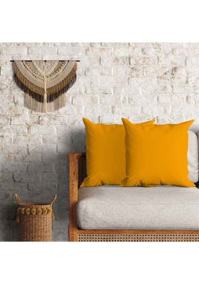 Hardal Renk Dekoratif 2'li Minder Kılıfı Seti 60 x 60 cm