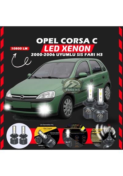 Opel Corsa C 2000-2006 Sis Farı Uyumlu Şimşek Etkilii Led Xenon Premium Series H3