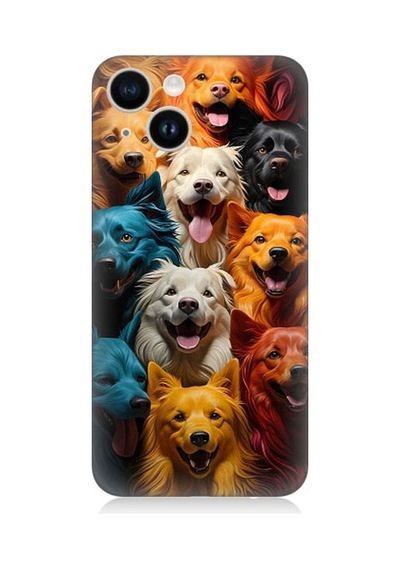 Apple Uyumlu iPhone 14 Sevimli Köpekler Desenli Silikon Kılıf
