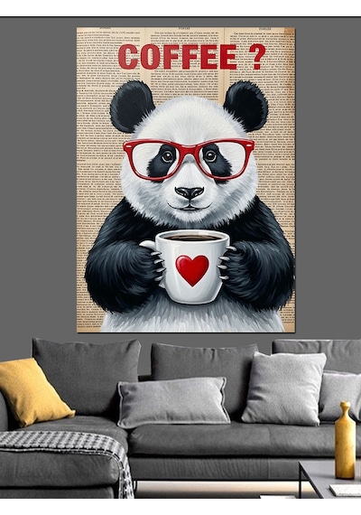 Ahşap Tablo Kalpli Panda Sevimli Dost Çocuk Odası Tabloları