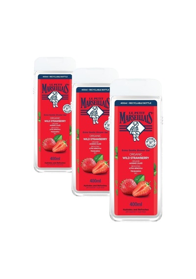 Le Petit Marseillais Lpm Duş Jeli Akdeniz Çileği 400 Ml 1+1 Set 3 Paketi Açık Bej