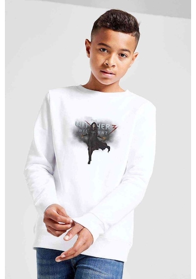 Tshirthane The Witcher Baskılı Unisex Çocuk Beyaz Sweatshirt (534752716) Beyaz
