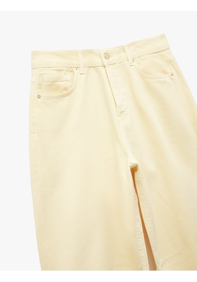 Koton Pamuklu Cep Detaylı Rahat Kesim Barrel Fit Jean Pantolon - Barrel Jean Sarı 5sal40061mw Sarı