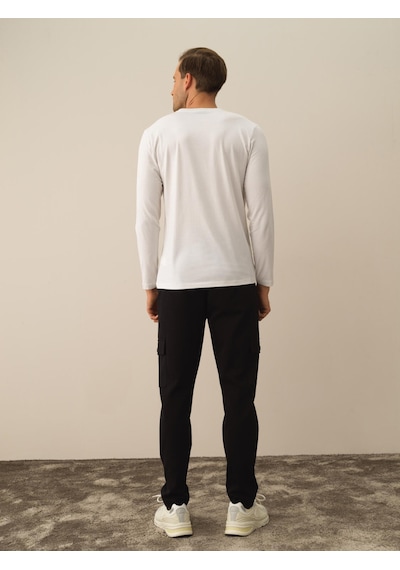 Xint Kırık Beyaz Modal Dokulu Slim Fit Uzun Kollu Tişört 502046