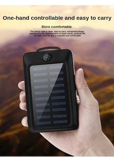 20.000 mAh Solar Güneş Enerjili Powerbank Led Lamba Özellikli