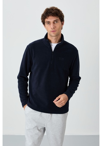 Standart Kalıp Dik Yaka 2li Paket Lacivert-fiesta Erkek Polar Sweatshirt - 88310 Lacivert - Bordo
