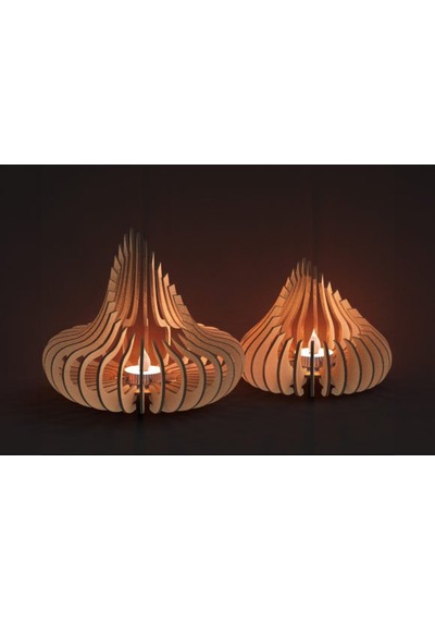 Koza 2'li Tealight Mumluk Ahşap Mumluk + Led Pilli Mum Ham Mdf