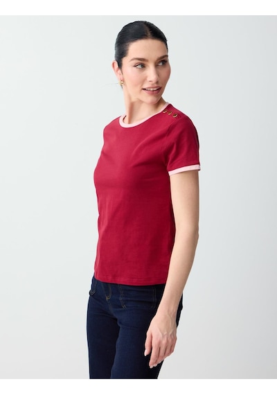 Jimmy Key Bordo %100 Pamuk Bisiklet Yaka Omuzu Detaylı Örme Bluz 6sw035556562