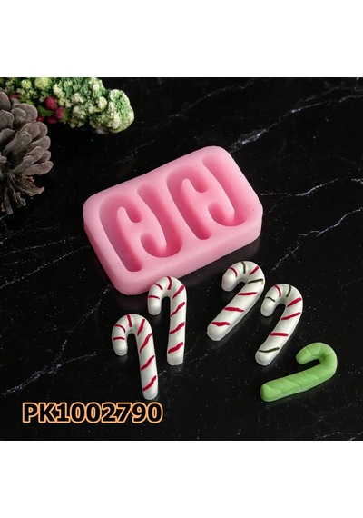 Pk1002790 - Silikon Kalıp Mum Kalıbı - 4'lü Mini Baston Şeker Renksiz