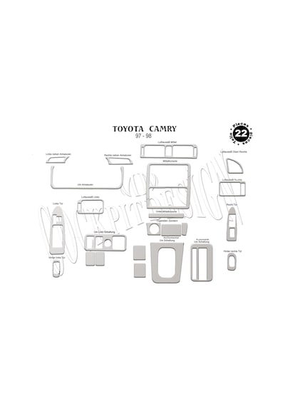 Toyota Camry Torpido Kaplama 1997-1999 22 Parça Alüminyum