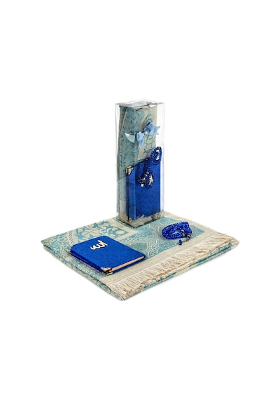 Pvc Kutulu Seccade Seti - Kadife Kaplı Yasin - Seccade - Tesbih - (479778369)