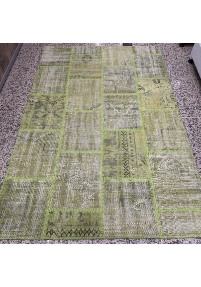 Hoom Rugs Antik Patchwork Yeşil El Dokuma Kilim Yeşil