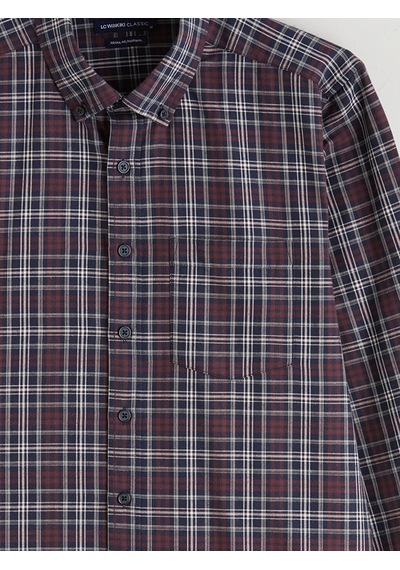 Lcwaıkıkı Classic Bordo Regular Fit Uzun Kollu Ekose Erkek Gömlek
