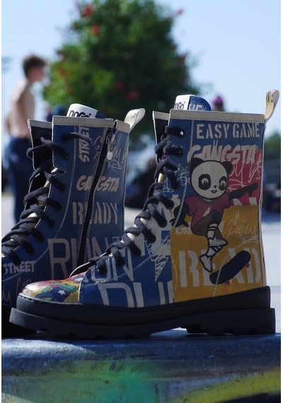 Kadın Vegan Deri Çok Renkli Fermuarlı Uzun Bot - Skaters Tasarım Multicolor