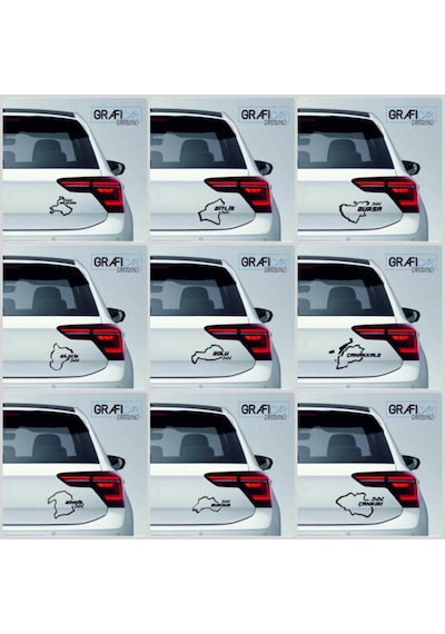 Harita Yarış Pisti Görünüm Sticker 2'Li Paket - 81 Il Parlak Siyah