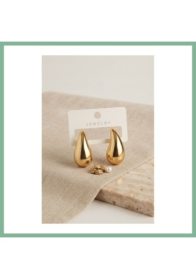Bşkvirgo Gold Renk Damla Küpe 30 Mm Bsk2026