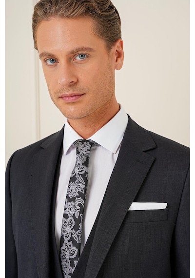 Efor Slim Fit Esnek Yelekli Klasik Siyah Takım Elbise Tk 897 Siyah