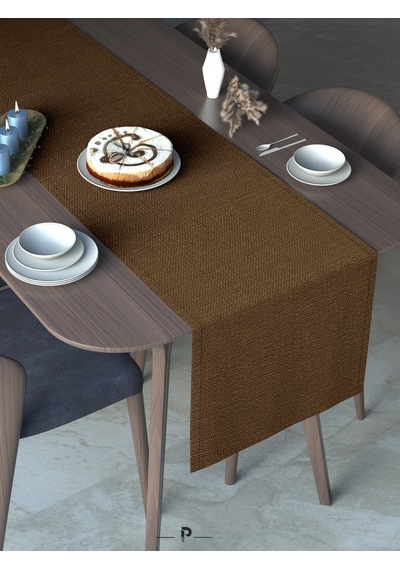 Br Perle Perle Home Keten Dokulu Runner Sütlü Kahverengi Renk Dekoratif Şık Runner Örtü