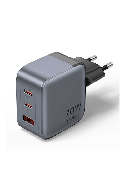 Vention Dash Fex 70w Gan 5.0 3 Çıkışlı 2xusb-c + 1xusb-a Hızlı Şarj Cihazı Macbook İphone Uyumlu