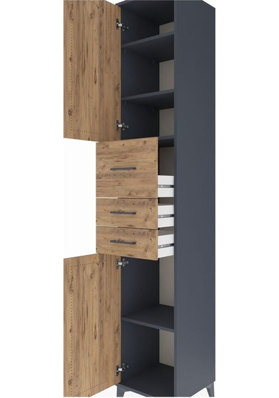Hyperion Dolap 4 Raflı 3 Çekmeceli 2 Kapaklı 44x44x243 Antras... Antrasit