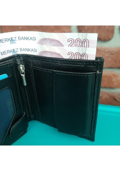 Gvnbag Hakiki Deri Erkek Bozuk Para Gözlü Siyah Mini Cüzdan Gvn-0116 Siyah