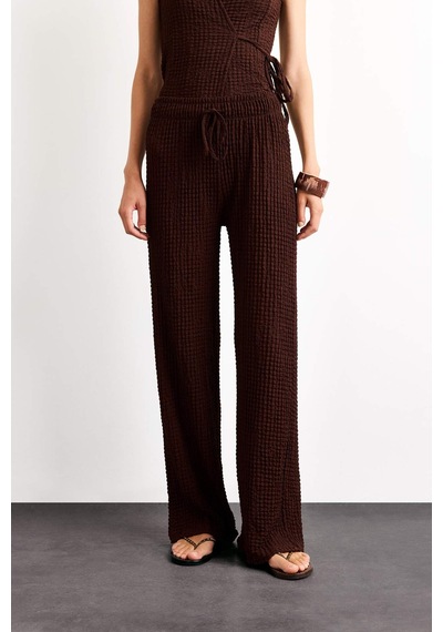 Defacto Relax Fit Normal Bel Düz Paça Bürümcük Pantolon G1341ax25smbn214 Kahve