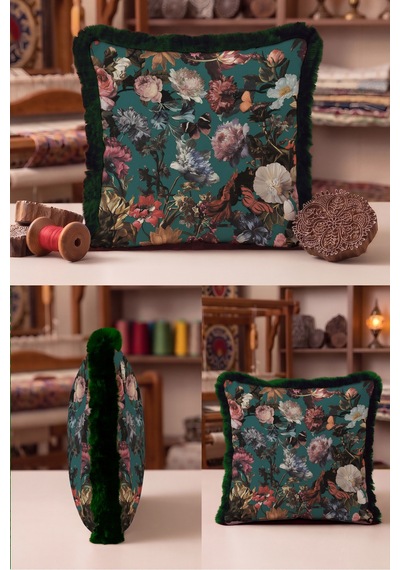 Çiçek Desenli Vintage Botanik Saçaklı Yastık Kılıfı - Romantik Bahçe Siyah Püsküllü Kırlent Kılıfı Sessiz Sahil Opal Çiçek Desenli Vintage Botanik Saçaklı Yastık Kılıfı - Romantik Bahçe Siyah Püsküllü Kırlent Kılıfı Sessiz Sahil Opal