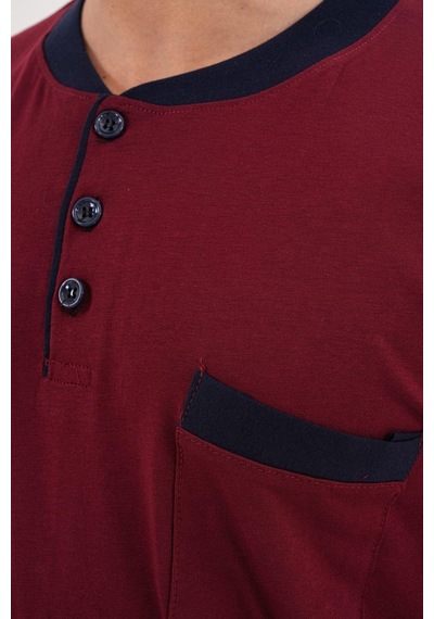 Markalinda 3126 Bordo %100 Pamuk Büyük Beden Erkek Pijama Takımı Bordo