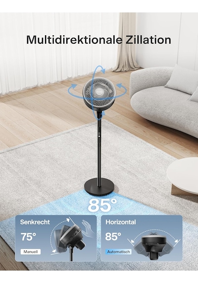 Pelonis Uzaktan Kumandalı Vantilatör, 36db Sessiz Çalışma, Hız Ayarı, 60-111cm Ayarlanabilir Yükseklik, Dikey Ve