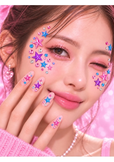 Taş & Yıldız Renkli Rhinestone Sticker Yapışkanlı Yüz, Tırnak, Vücut Ve Süs Taşı Çok Renkli