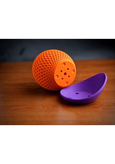 3d Baskı Küre Saksı - Kafes Dokulu İki Parçalı Dekoratif Saksı - Turuncu-mor