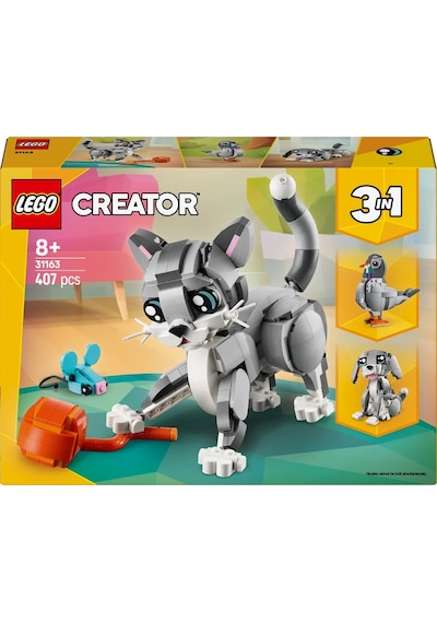 LEGO® Creator 3’ü 1 Arada Oyunbaz Kedi 31163 - 8 Yaş ve Üzeri Çocuklar için Yaratıcı Oyuncak Yapım Seti (407 Parça)