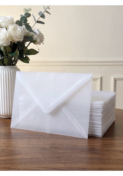 10 Adet 13x18 Cm Premium Kalite Davetiye Zarfı Buzlu Şeffaf