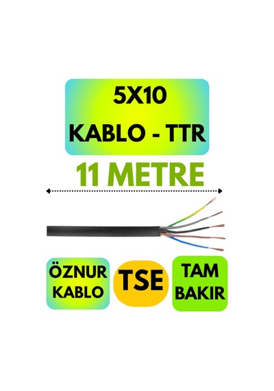 Öznur 5x10 Ttr Kablo Siyah Metre Seçenekli - 11 Metre