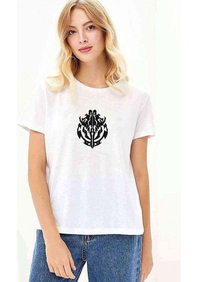 Silhouette Overlord Baskılı Beyaz Kadın Tshirt