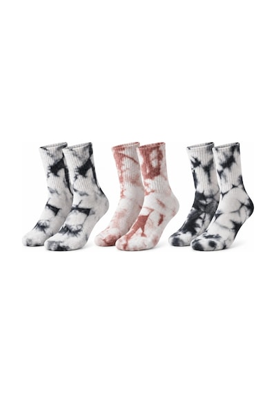 COJans Unisex Batik Desenli Çorap 3'lü Set Pamuklu Uzun Soket Günlük Spor Nefes Alan Dikişsiz Çok Renkli