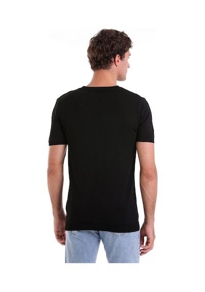 Hatemoğlu Siyah Slim Fit Düz Bisiklet Yaka Rayon Triko Tişört Siyah