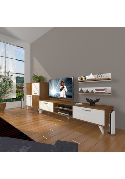 Decoraktiv Eko On Slm Dvd Retro Tv Ünitesi Tv Sehpası Ceviz - Beyaz