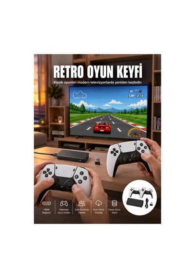 Taşınabilir Retro Oyun Çubuğu Kablosuz Oyun Kolu Seti Yeni Nesil Renk